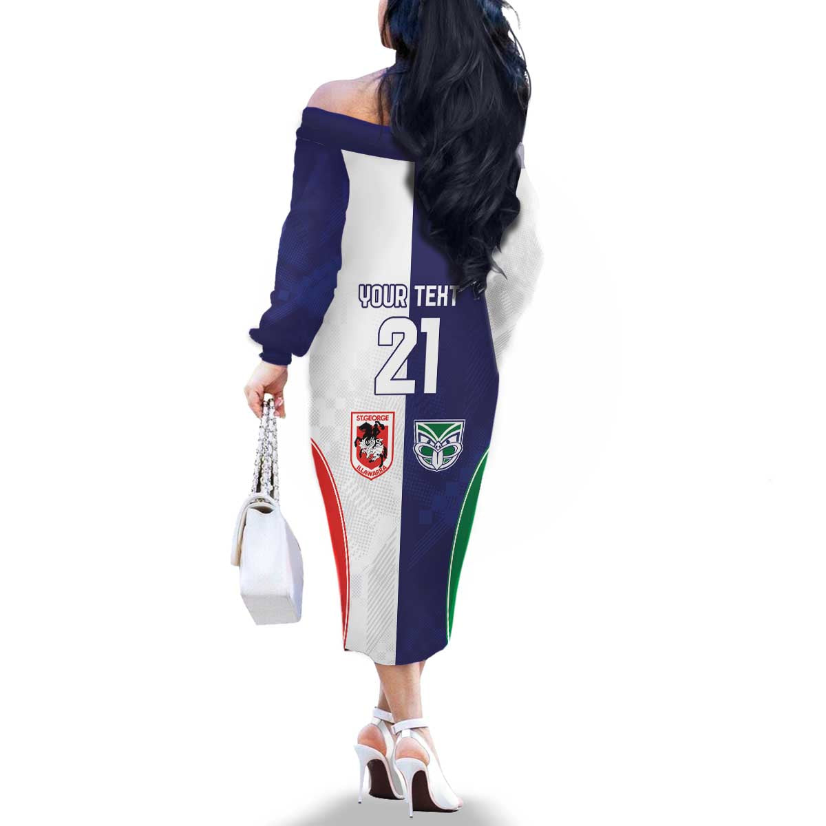 Custom Warriors-Dragons Family Matching Off The Shoulder Long Sleeve Dress and Hawaiian Shirt Together Sporty Style