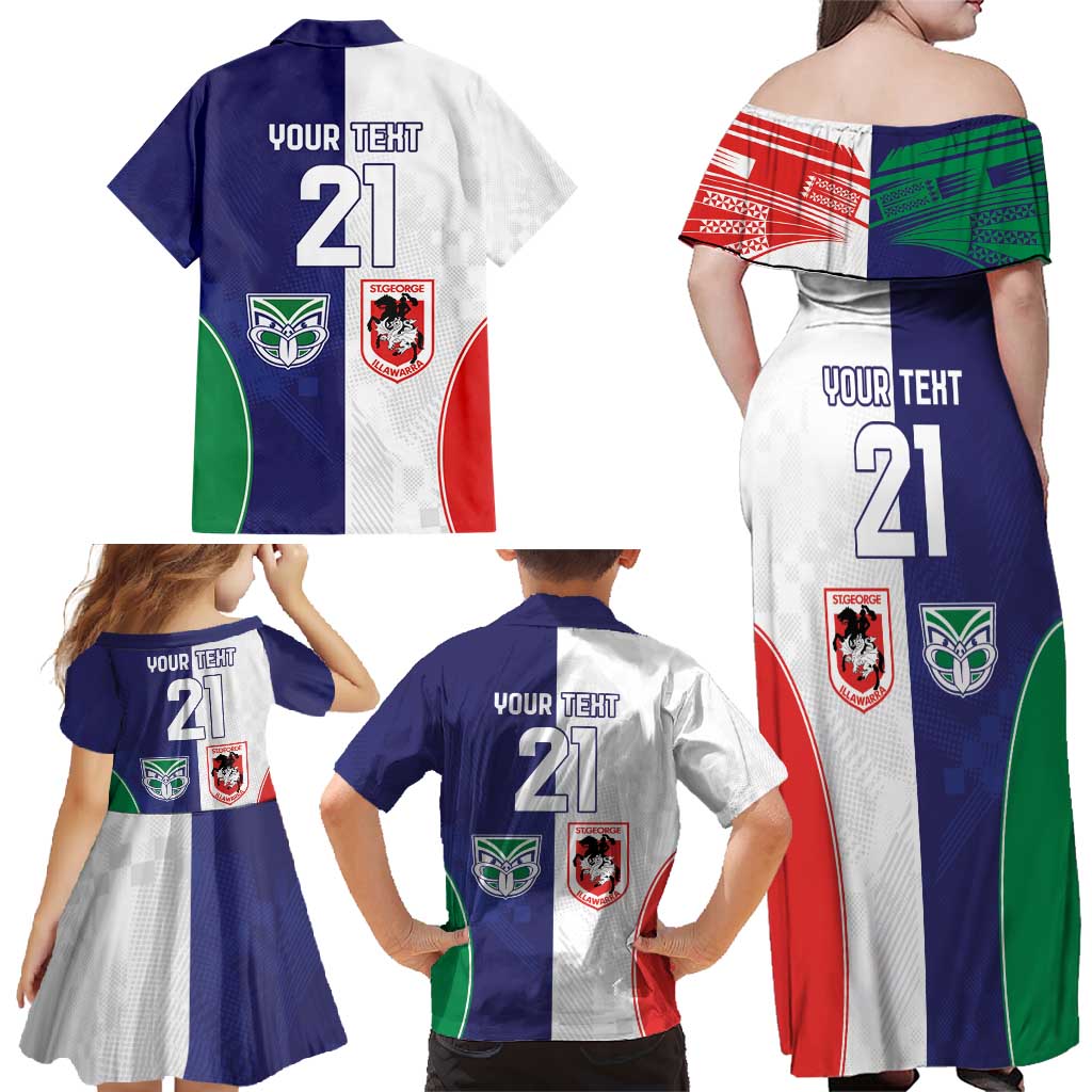 Custom Warriors-Dragons Family Matching Off Shoulder Maxi Dress and Hawaiian Shirt Together Sporty Style