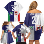 Custom Warriors-Dragons Family Matching Off Shoulder Short Dress and Hawaiian Shirt Together Sporty Style