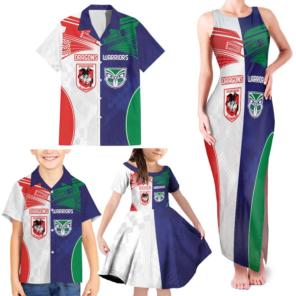 Custom Warriors-Dragons Family Matching Tank Maxi Dress and Hawaiian Shirt Together Sporty Style