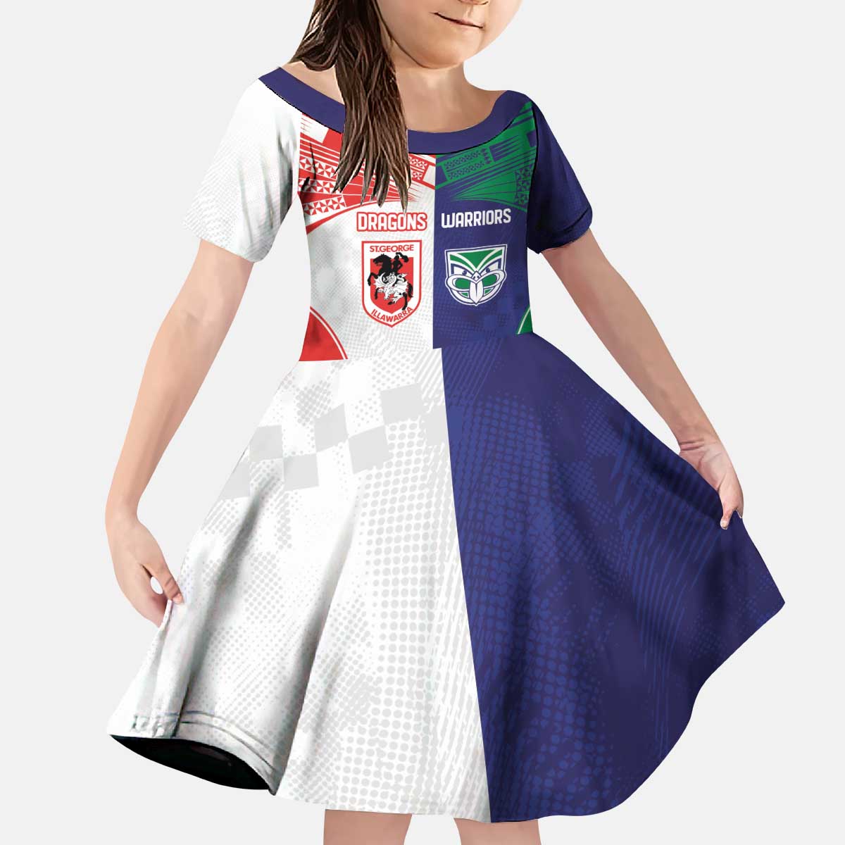 Custom Warriors-Dragons Kid Short Sleeve Dress Together Sporty Style
