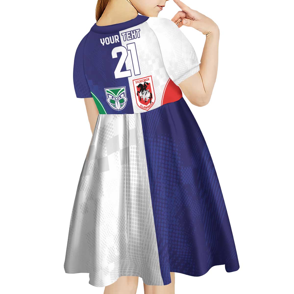 Custom Warriors-Dragons Kid Short Sleeve Dress Together Sporty Style