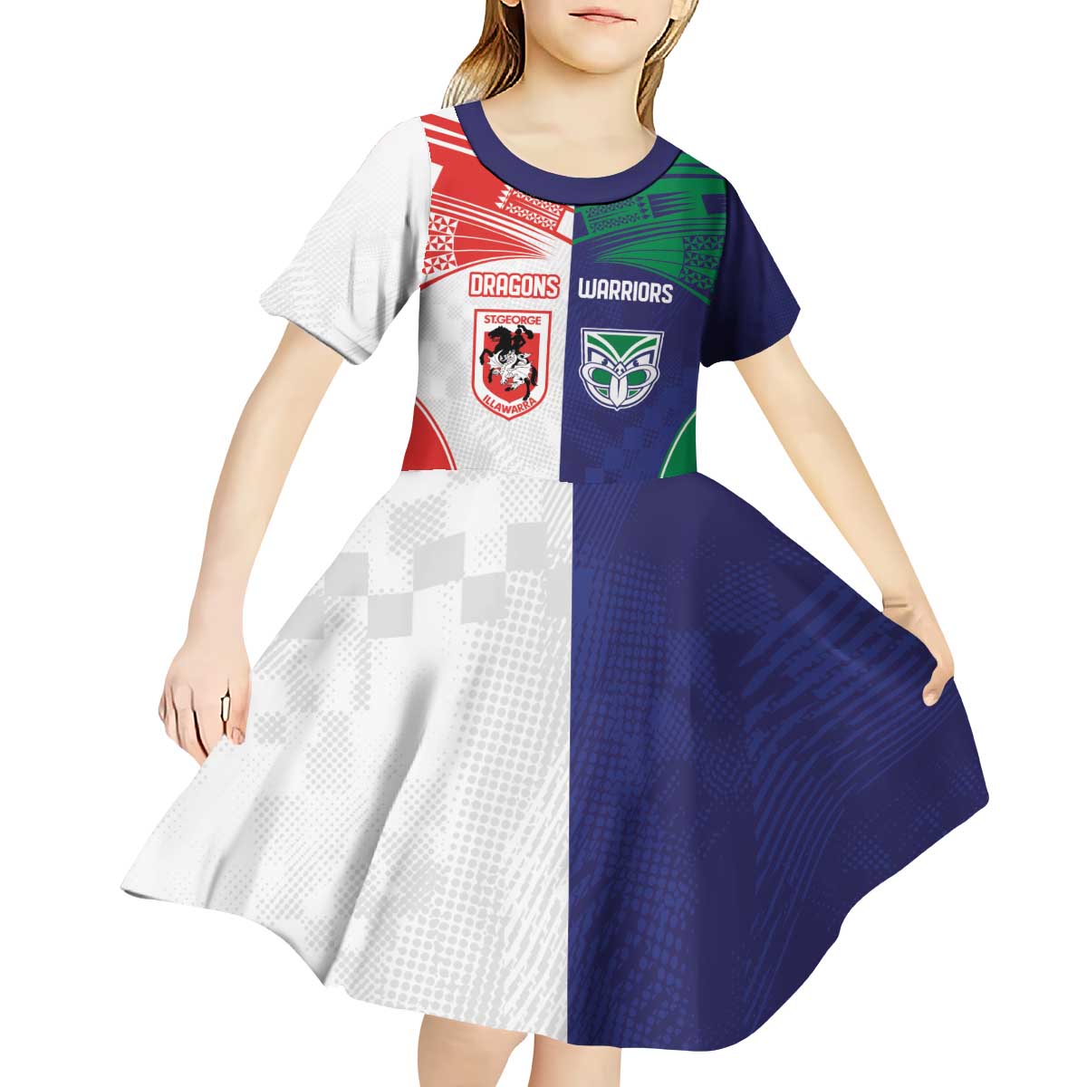 Custom Warriors-Dragons Kid Short Sleeve Dress Together Sporty Style
