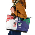 Custom Warriors-Dragons Leather Tote Bag Together Sporty Style