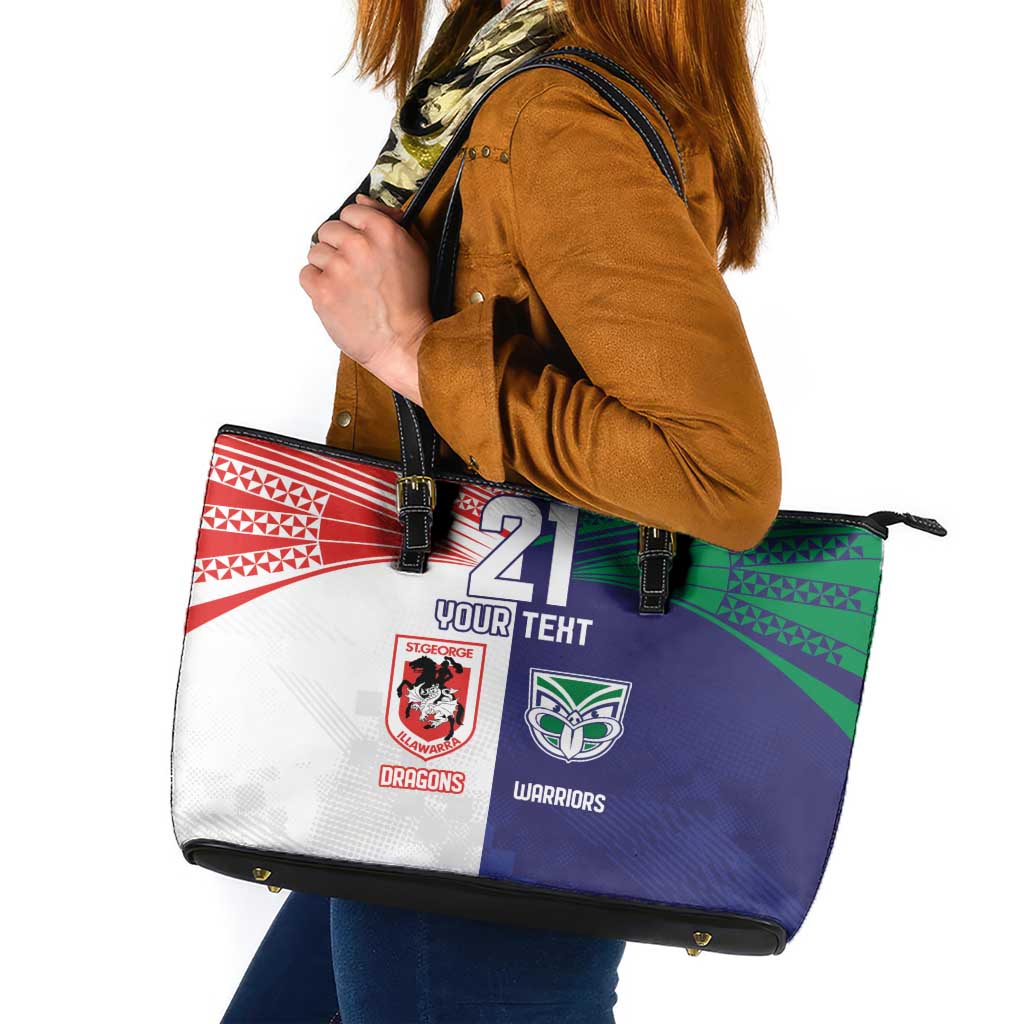 Custom Warriors-Dragons Leather Tote Bag Together Sporty Style