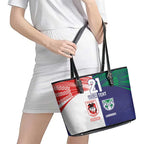 Custom Warriors-Dragons Leather Tote Bag Together Sporty Style