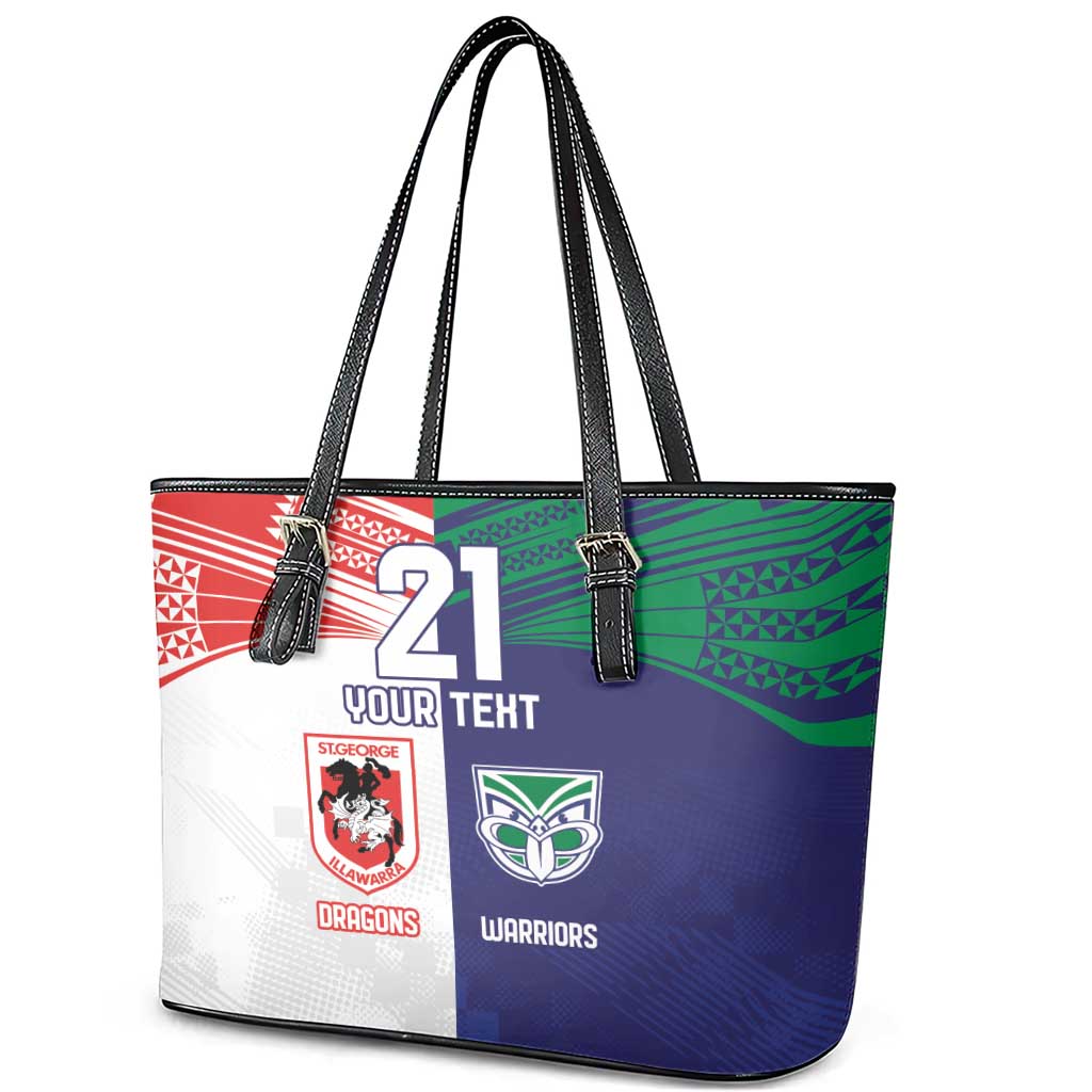 Custom Warriors-Dragons Leather Tote Bag Together Sporty Style