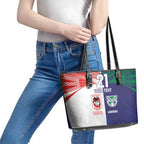 Custom Warriors-Dragons Leather Tote Bag Together Sporty Style