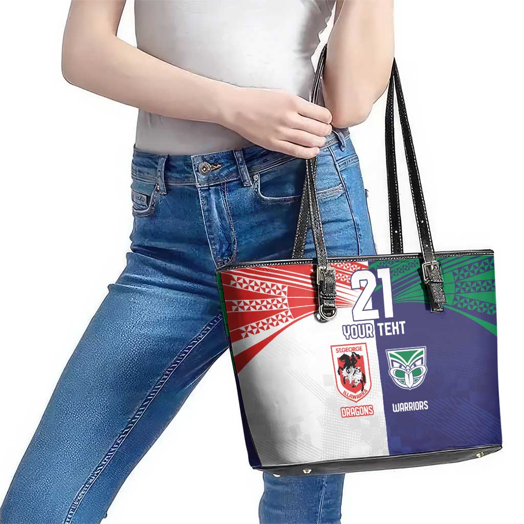 Custom Warriors-Dragons Leather Tote Bag Together Sporty Style
