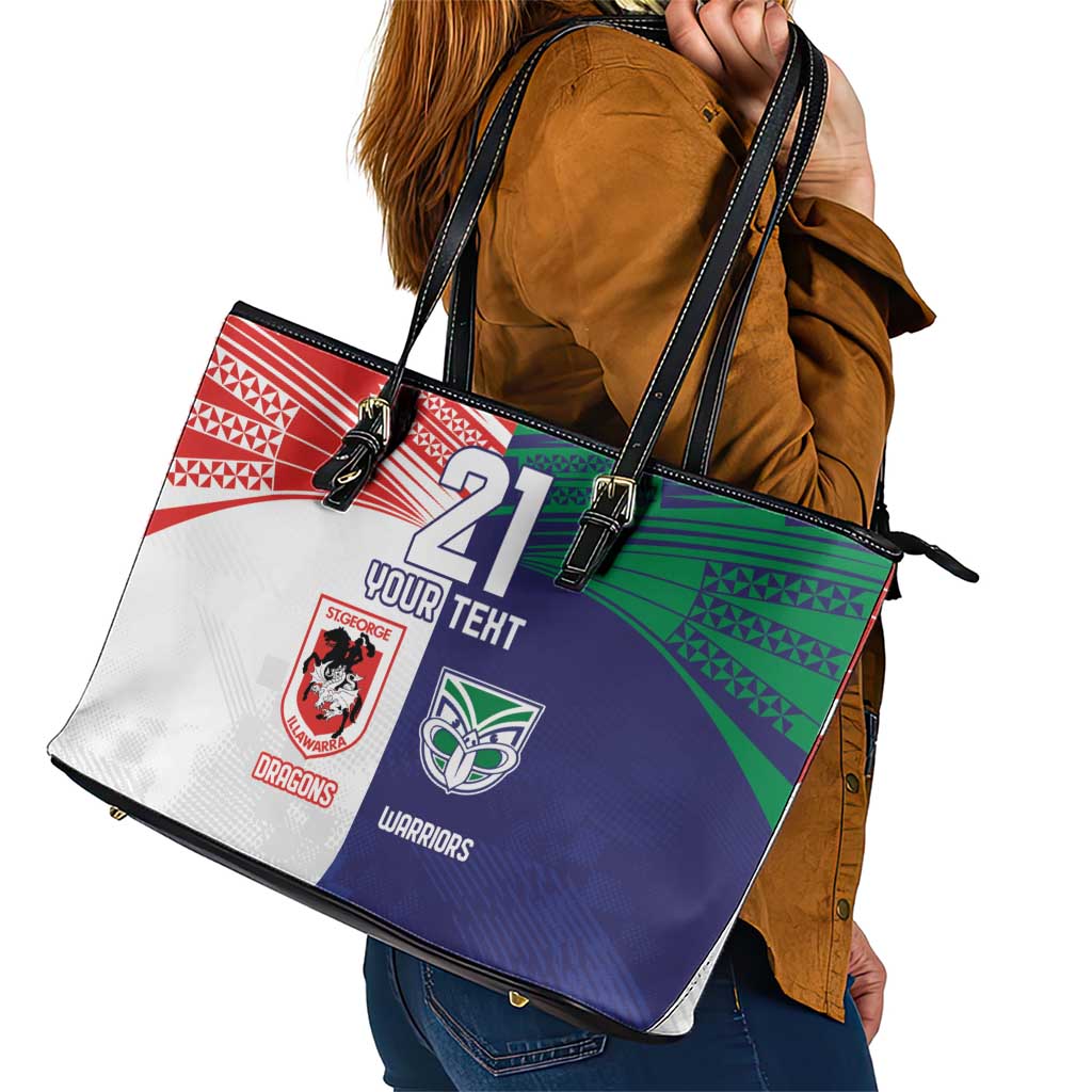Custom Warriors-Dragons Leather Tote Bag Together Sporty Style