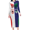 Custom Warriors-Dragons Long Sleeve Bodycon Dress Together Sporty Style