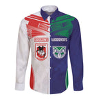 Custom Warriors-Dragons Long Sleeve Button Shirt Together Sporty Style