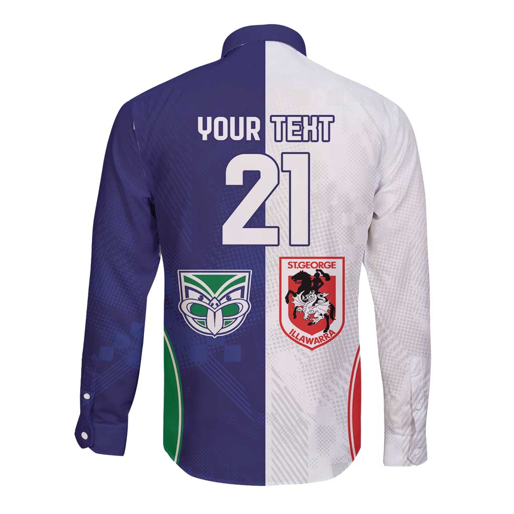 Custom Warriors-Dragons Long Sleeve Button Shirt Together Sporty Style