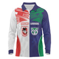 Custom Warriors-Dragons Long Sleeve Polo Shirt Together Sporty Style