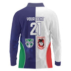 Custom Warriors-Dragons Long Sleeve Polo Shirt Together Sporty Style