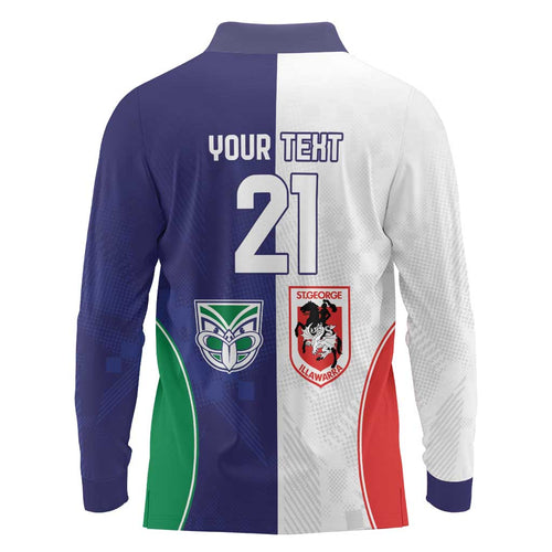 Custom Warriors-Dragons Long Sleeve Polo Shirt Together Sporty Style