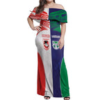 Custom Warriors-Dragons Off Shoulder Maxi Dress Together Sporty Style