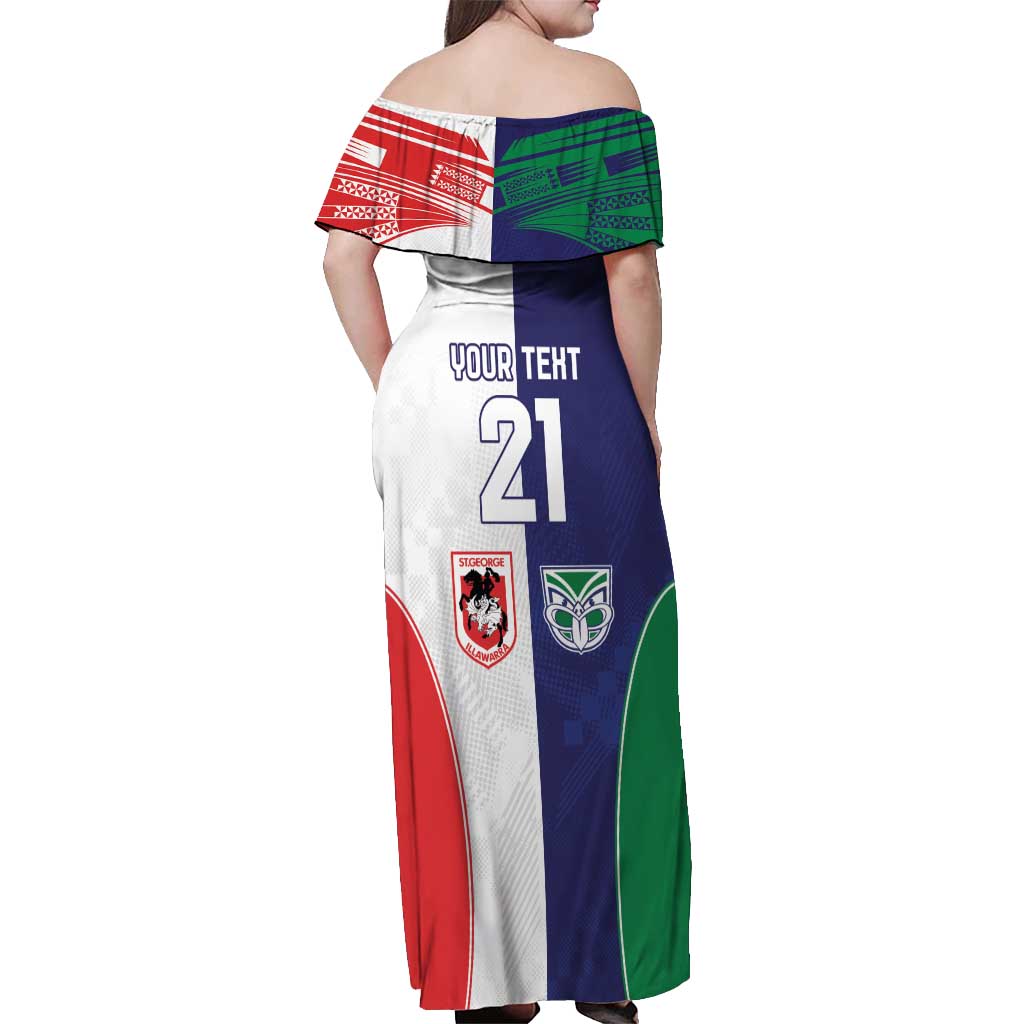 Custom Warriors-Dragons Off Shoulder Maxi Dress Together Sporty Style
