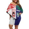 Custom Warriors-Dragons Off Shoulder Short Dress Together Sporty Style