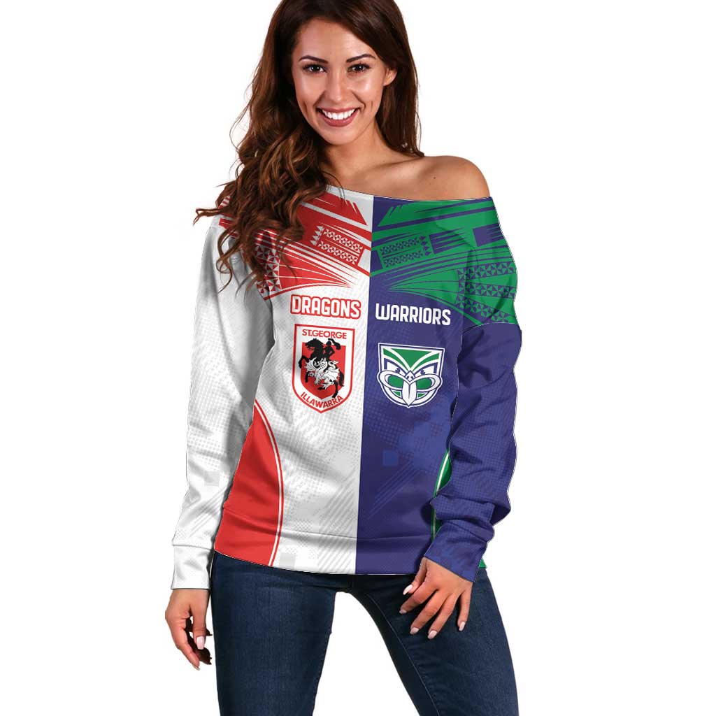 Custom Warriors-Dragons Off Shoulder Sweater Together Sporty Style