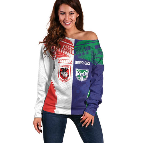 Custom Warriors-Dragons Off Shoulder Sweater Together Sporty Style