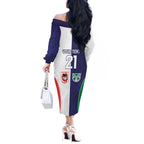 Custom Warriors-Dragons Off The Shoulder Long Sleeve Dress Together Sporty Style