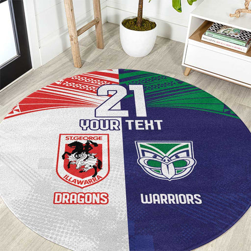 Custom Warriors-Dragons Round Carpet Together Sporty Style