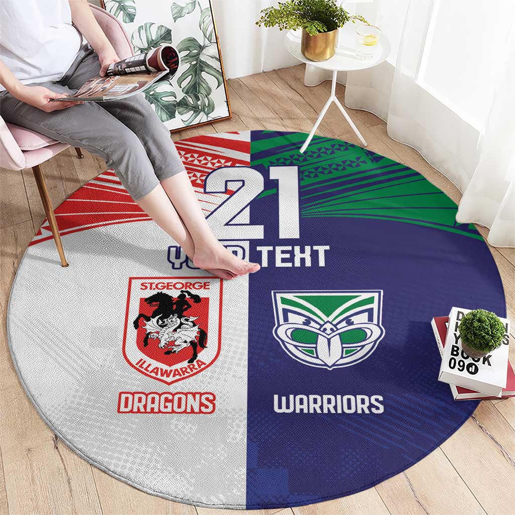 Custom Warriors-Dragons Round Carpet Together Sporty Style