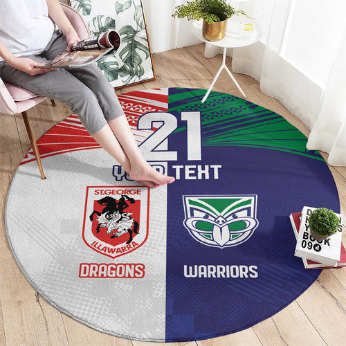 Custom Warriors-Dragons Round Carpet Together Sporty Style