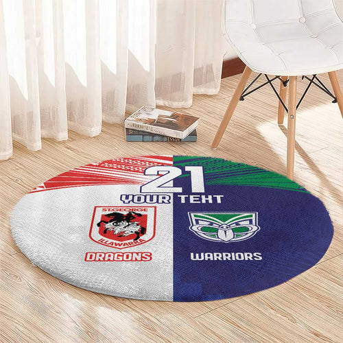 Custom Warriors-Dragons Round Carpet Together Sporty Style