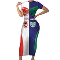 Custom Warriors-Dragons Short Sleeve Bodycon Dress Together Sporty Style