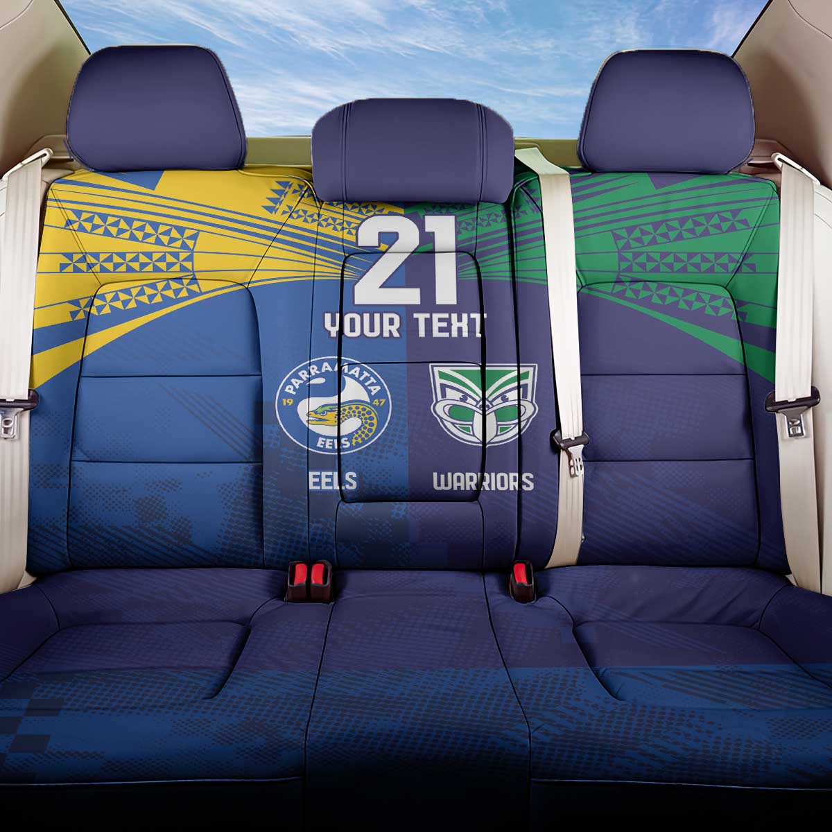 Custom Warriors-Eels Back Car Seat Cover Together Sporty Style