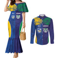 Custom Warriors-Eels Couples Matching Mermaid Dress and Long Sleeve Button Shirt Together Sporty Style