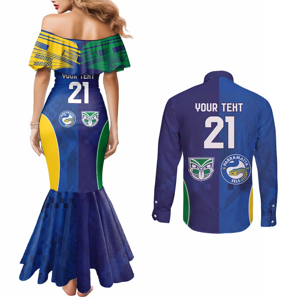 Custom Warriors-Eels Couples Matching Mermaid Dress and Long Sleeve Button Shirt Together Sporty Style