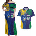 Custom Warriors-Eels Couples Matching Off Shoulder Maxi Dress and Hawaiian Shirt Together Sporty Style