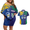 Custom Warriors-Eels Couples Matching Off Shoulder Short Dress and Hawaiian Shirt Together Sporty Style