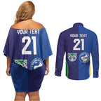 Custom Warriors-Eels Couples Matching Off Shoulder Short Dress and Long Sleeve Button Shirt Together Sporty Style