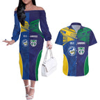 Custom Warriors-Eels Couples Matching Off The Shoulder Long Sleeve Dress and Hawaiian Shirt Together Sporty Style