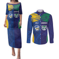 Custom Warriors-Eels Couples Matching Puletasi and Long Sleeve Button Shirt Together Sporty Style