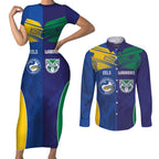 Custom Warriors-Eels Couples Matching Short Sleeve Bodycon Dress and Long Sleeve Button Shirt Together Sporty Style