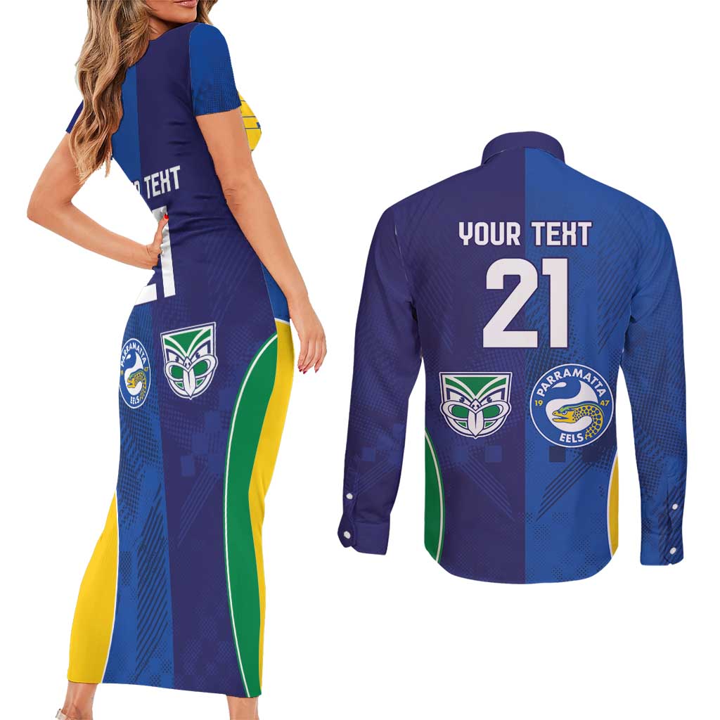 Custom Warriors-Eels Couples Matching Short Sleeve Bodycon Dress and Long Sleeve Button Shirt Together Sporty Style