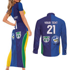 Custom Warriors-Eels Couples Matching Short Sleeve Bodycon Dress and Long Sleeve Button Shirt Together Sporty Style