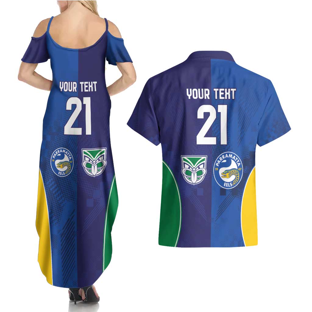 Custom Warriors-Eels Couples Matching Summer Maxi Dress and Hawaiian Shirt Together Sporty Style
