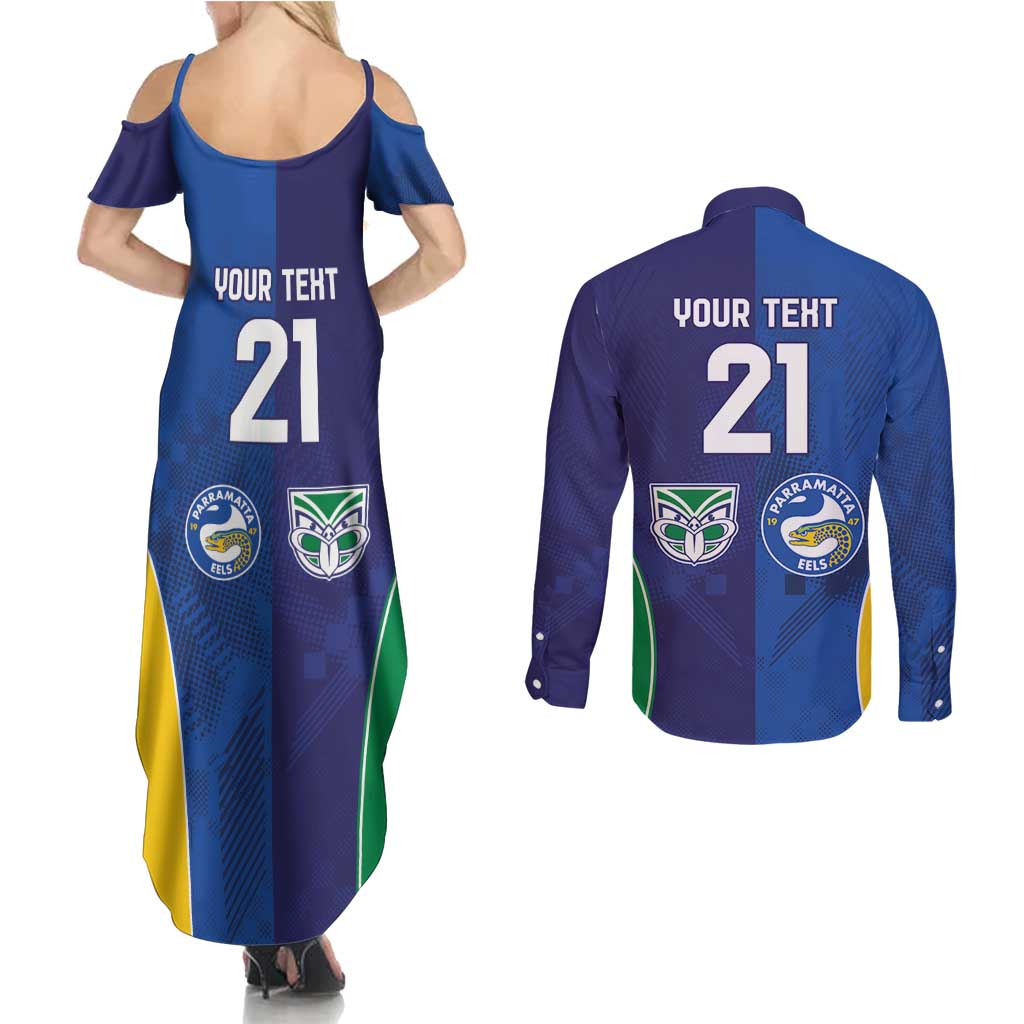 Custom Warriors-Eels Couples Matching Summer Maxi Dress and Long Sleeve Button Shirt Together Sporty Style