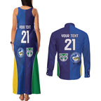 Custom Warriors-Eels Couples Matching Tank Maxi Dress and Long Sleeve Button Shirt Together Sporty Style