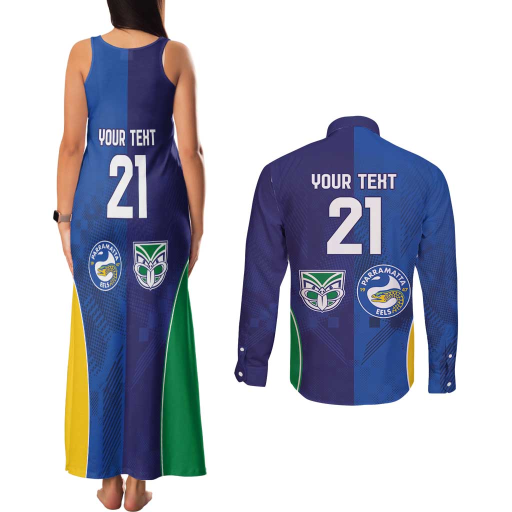 Custom Warriors-Eels Couples Matching Tank Maxi Dress and Long Sleeve Button Shirt Together Sporty Style