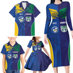 Custom Warriors-Eels Family Matching Long Sleeve Bodycon Dress and Hawaiian Shirt Together Sporty Style