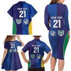 Custom Warriors-Eels Family Matching Long Sleeve Bodycon Dress and Hawaiian Shirt Together Sporty Style