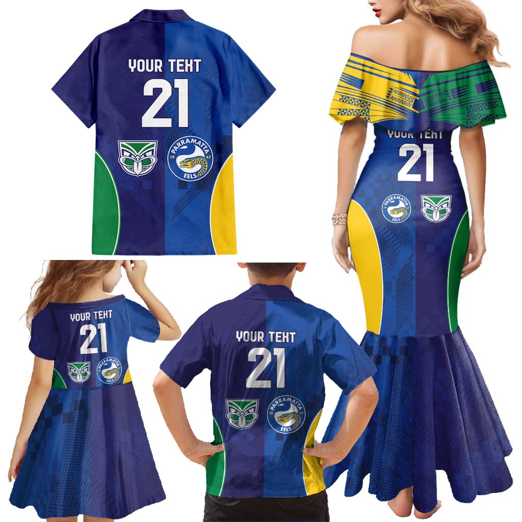Custom Warriors-Eels Family Matching Mermaid Dress and Hawaiian Shirt Together Sporty Style