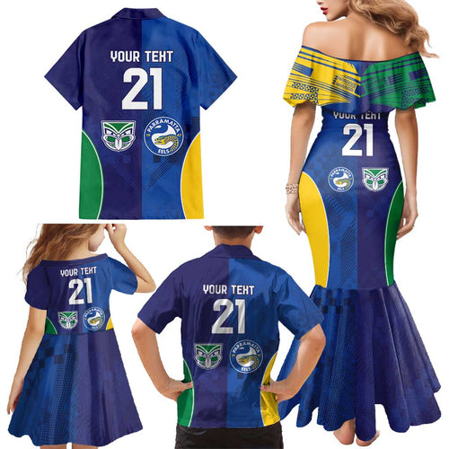 Custom Warriors-Eels Family Matching Mermaid Dress and Hawaiian Shirt Together Sporty Style